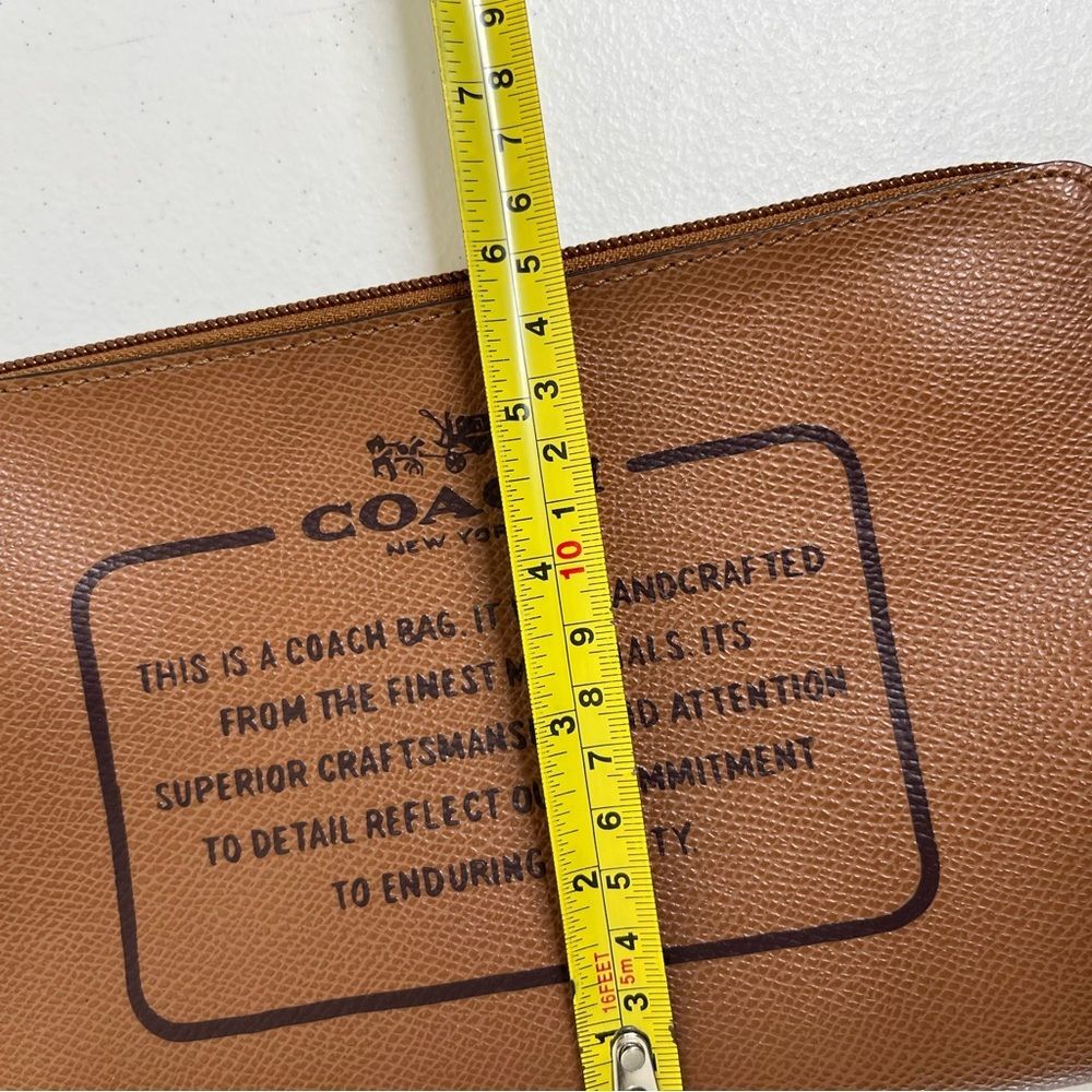 Coach Brown Pebbled Leathered Story Patch Logo Zip Pouch Wallet Bag Wristlet - Picture 11 of 15